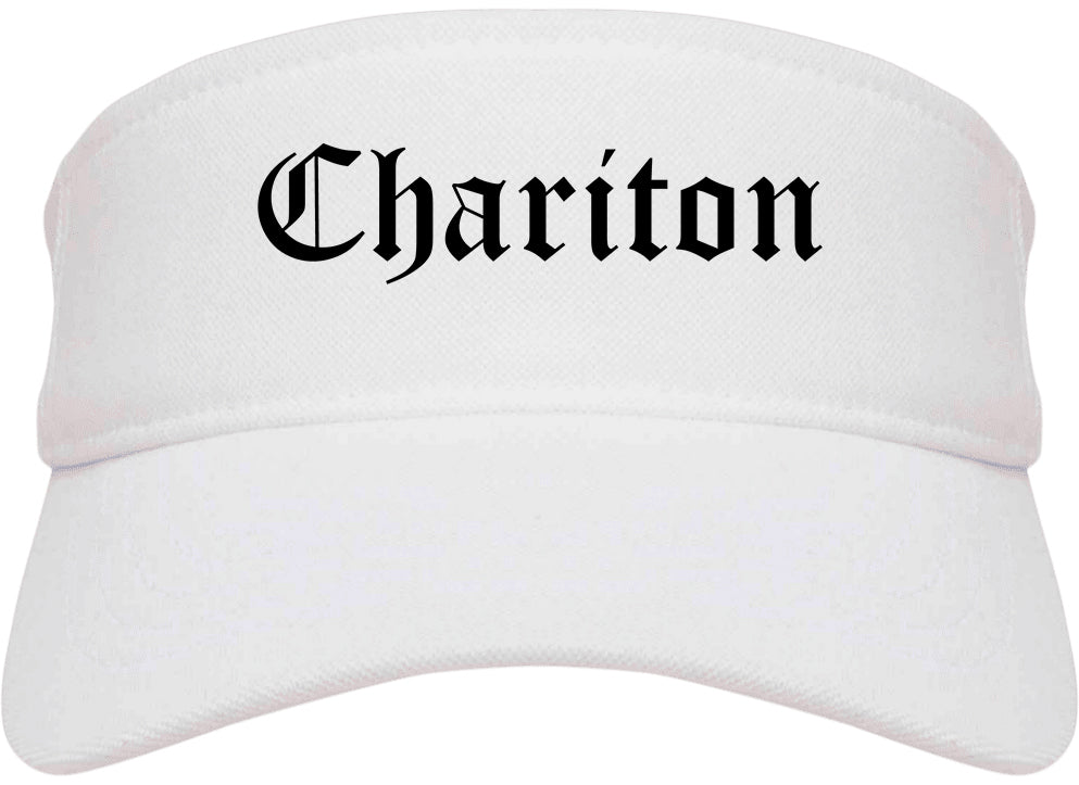 Chariton Iowa IA Old English Mens Visor Cap Hat White