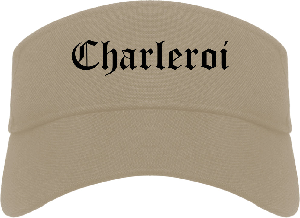 Charleroi Pennsylvania PA Old English Mens Visor Cap Hat Khaki