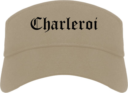 Charleroi Pennsylvania PA Old English Mens Visor Cap Hat Khaki