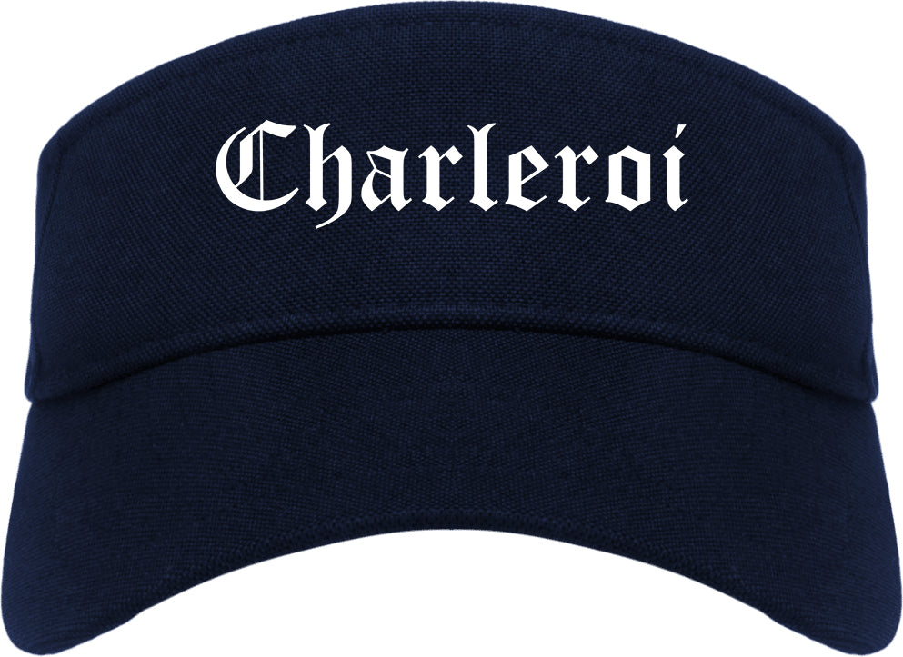 Charleroi Pennsylvania PA Old English Mens Visor Cap Hat Navy Blue