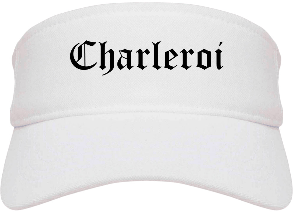 Charleroi Pennsylvania PA Old English Mens Visor Cap Hat White