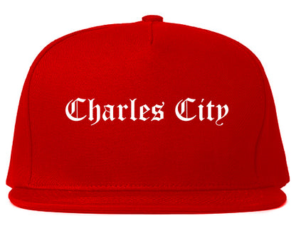 Charles City Iowa IA Old English Mens Snapback Hat Red