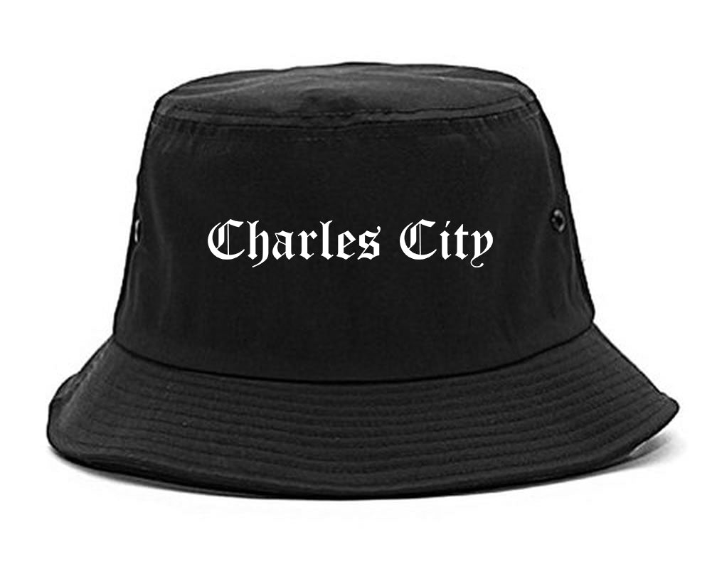Charles City Iowa IA Old English Mens Bucket Hat Black