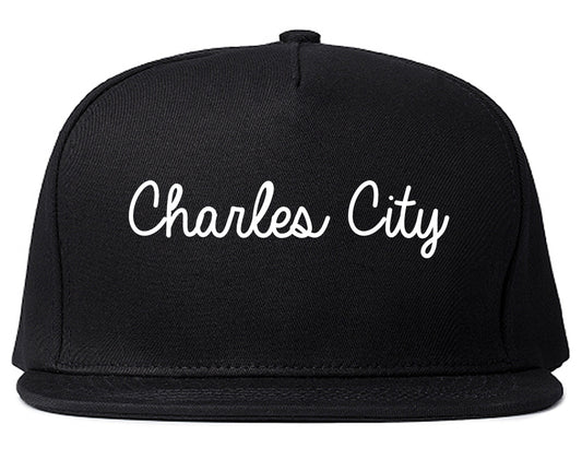 Charles City Iowa IA Script Mens Snapback Hat Black