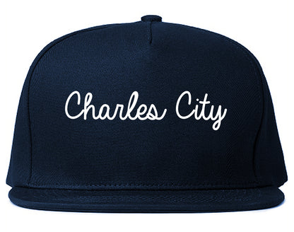 Charles City Iowa IA Script Mens Snapback Hat Navy Blue