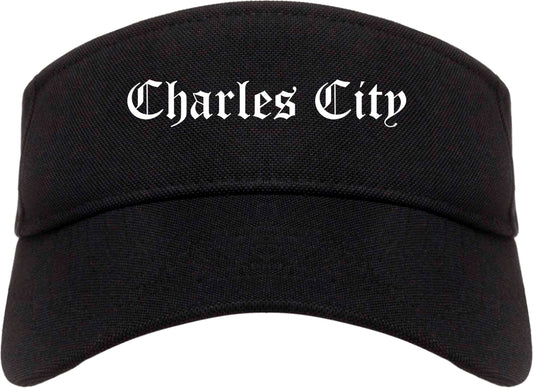Charles City Iowa IA Old English Mens Visor Cap Hat Black