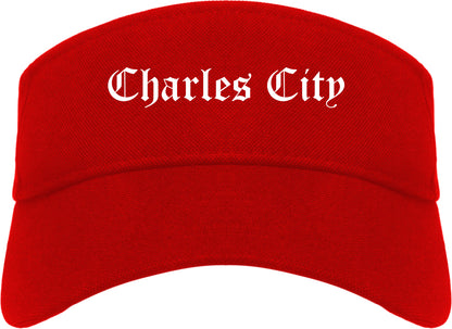 Charles City Iowa IA Old English Mens Visor Cap Hat Red