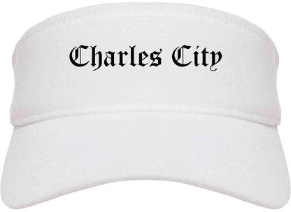 Charles City Iowa IA Old English Mens Visor Cap Hat White