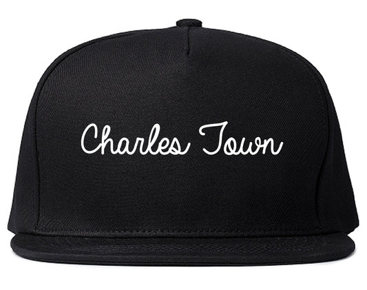 Charles Town West Virginia WV Script Mens Snapback Hat Black