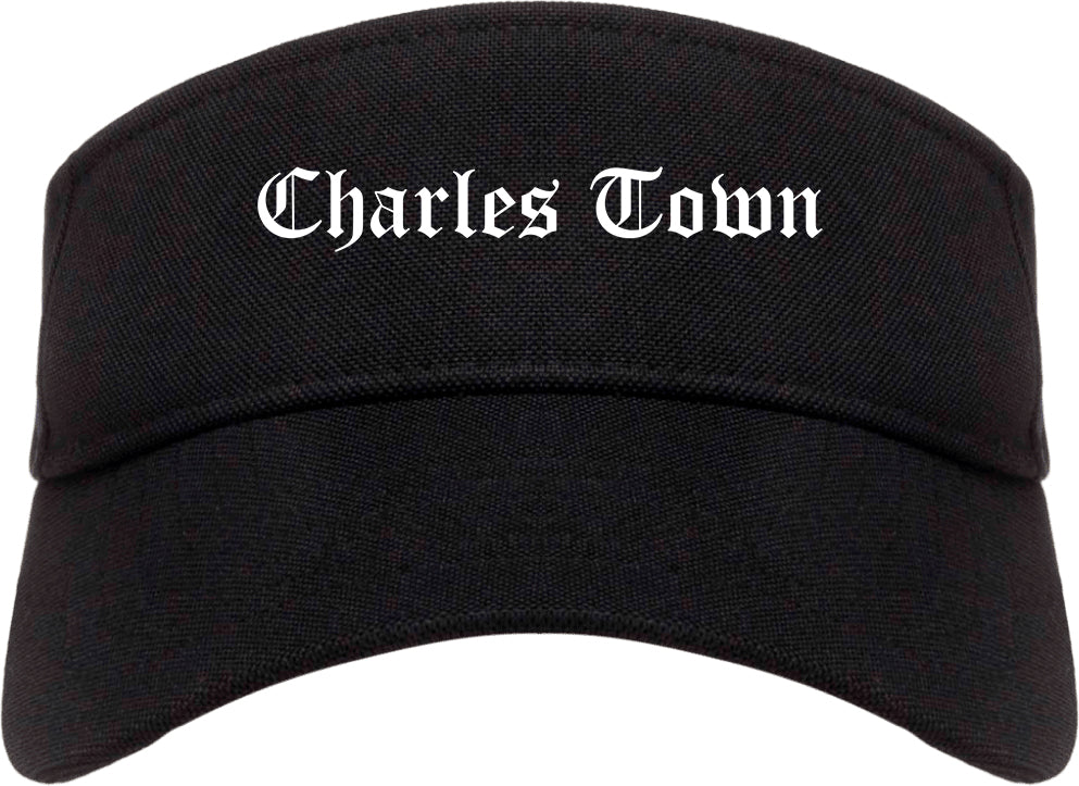 Charles Town West Virginia WV Old English Mens Visor Cap Hat Black