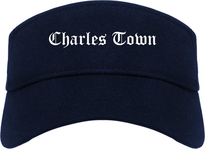 Charles Town West Virginia WV Old English Mens Visor Cap Hat Navy Blue