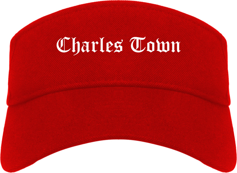 Charles Town West Virginia WV Old English Mens Visor Cap Hat Red