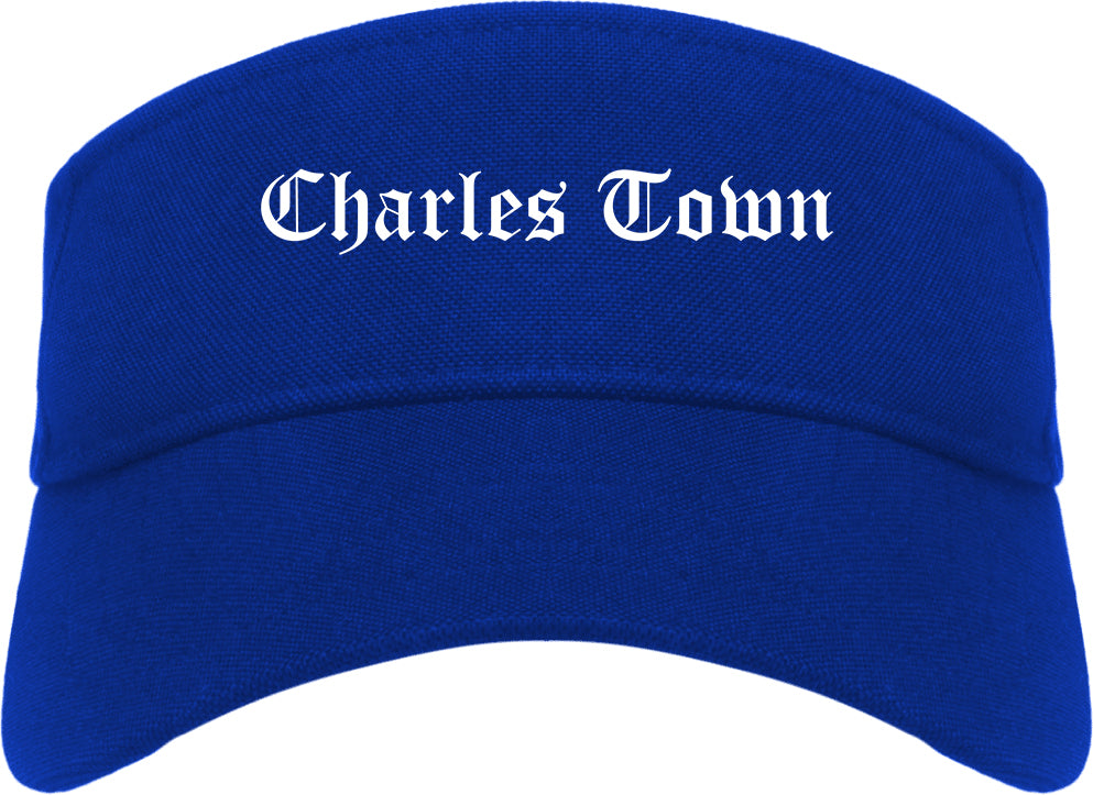 Charles Town West Virginia WV Old English Mens Visor Cap Hat Royal Blue