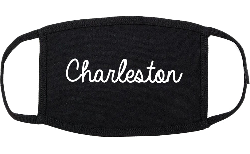 Charleston Illinois IL Script Cotton Face Mask Black