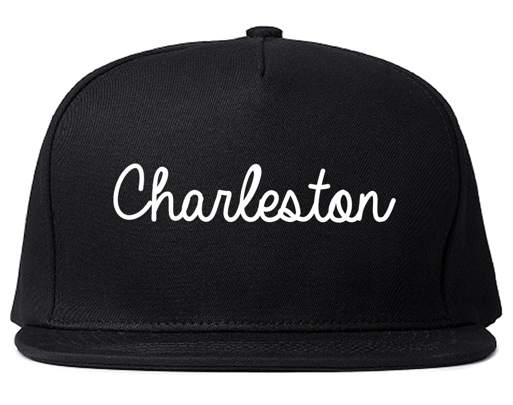 Charleston Illinois IL Script Mens Snapback Hat Black