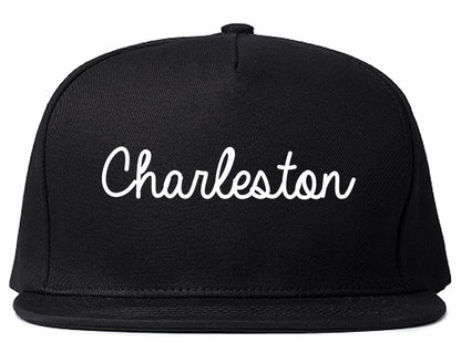 Charleston Illinois IL Script Mens Snapback Hat Black