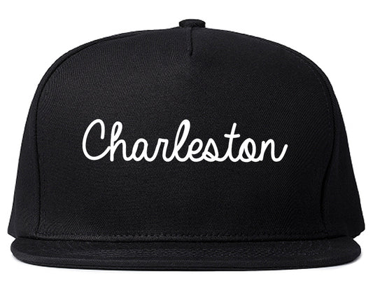 Charleston Illinois IL Script Mens Snapback Hat Black