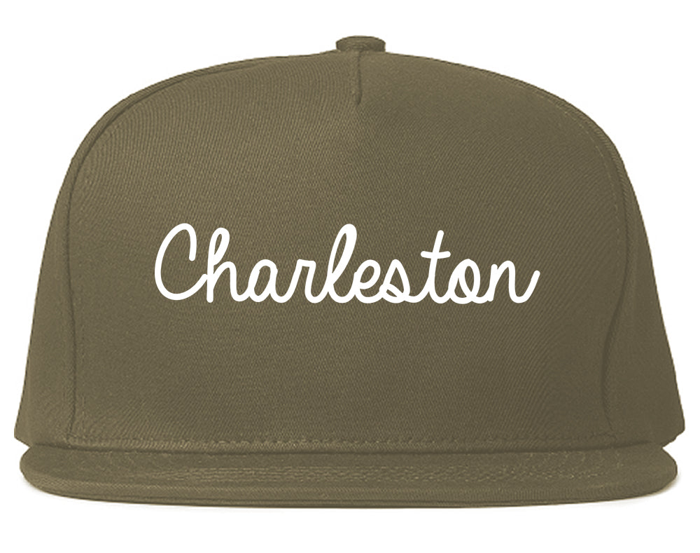 Charleston Illinois IL Script Mens Snapback Hat Grey