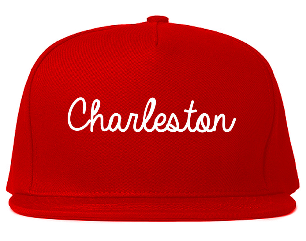Charleston Illinois IL Script Mens Snapback Hat Red