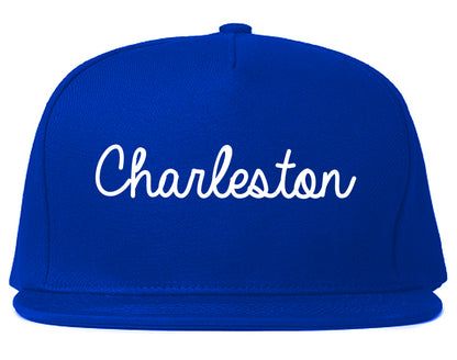 Charleston Illinois IL Script Mens Snapback Hat Royal Blue