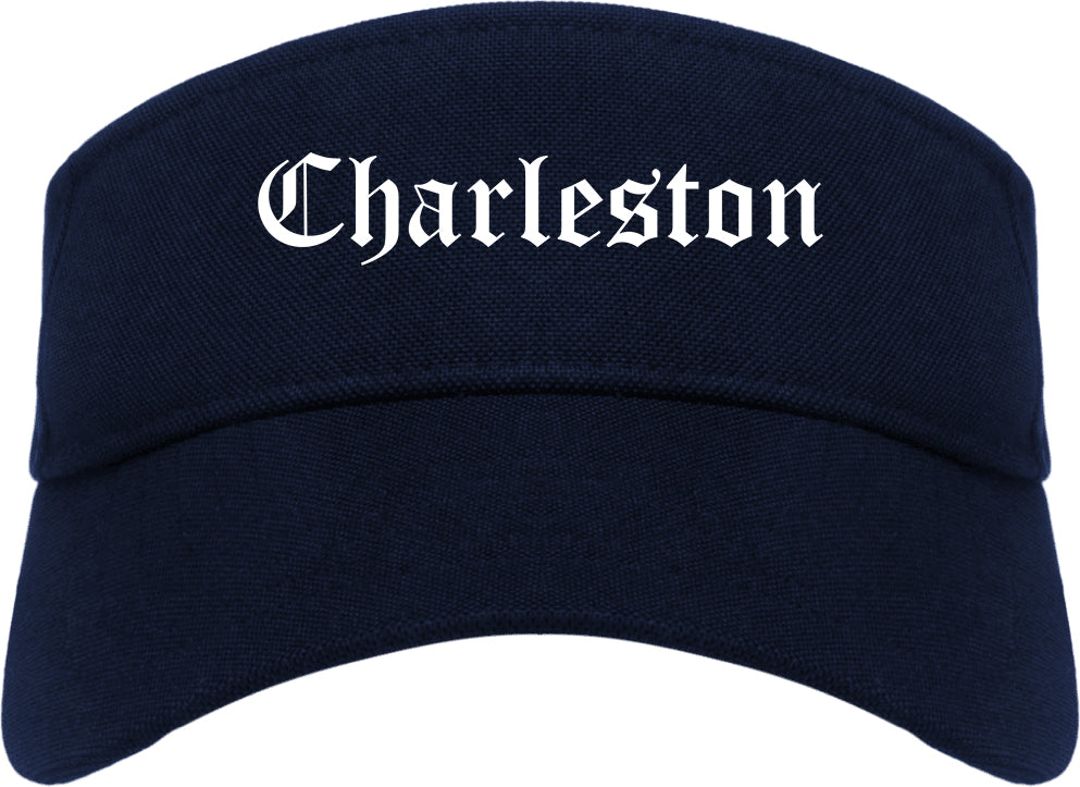 Charleston Illinois IL Old English Mens Visor Cap Hat Navy Blue