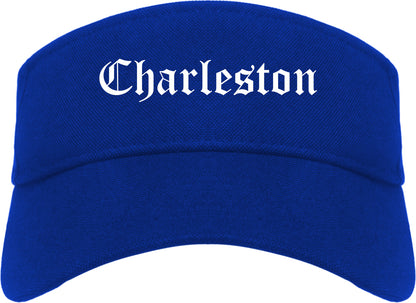 Charleston Illinois IL Old English Mens Visor Cap Hat Royal Blue