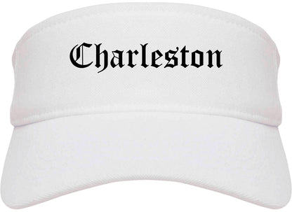 Charleston Illinois IL Old English Mens Visor Cap Hat White