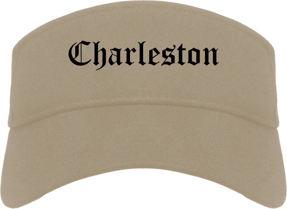 Charleston Missouri MO Old English Mens Visor Cap Hat Khaki