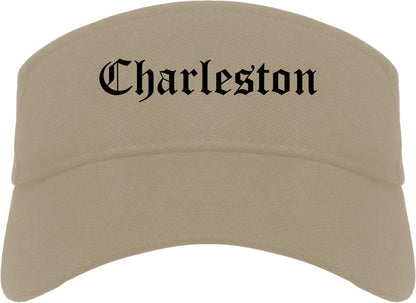 Charleston Missouri MO Old English Mens Visor Cap Hat Khaki