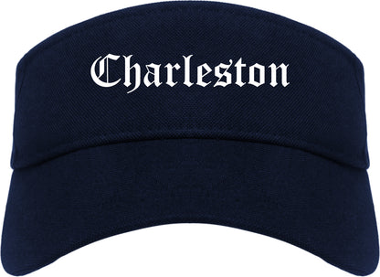 Charleston Missouri MO Old English Mens Visor Cap Hat Navy Blue