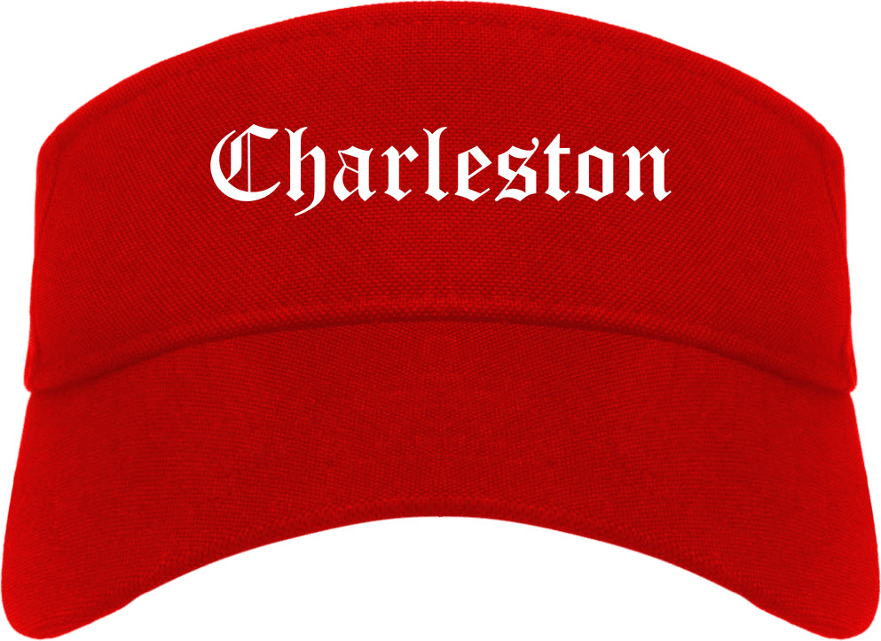 Charleston Missouri MO Old English Mens Visor Cap Hat Red