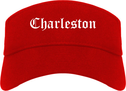 Charleston Missouri MO Old English Mens Visor Cap Hat Red