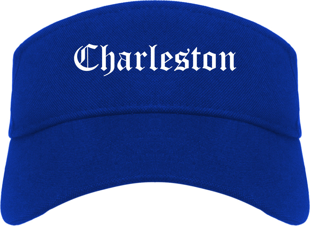 Charleston Missouri MO Old English Mens Visor Cap Hat Royal Blue