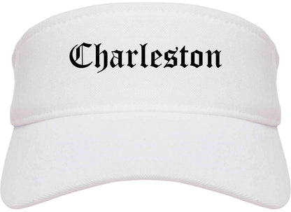 Charleston Missouri MO Old English Mens Visor Cap Hat White