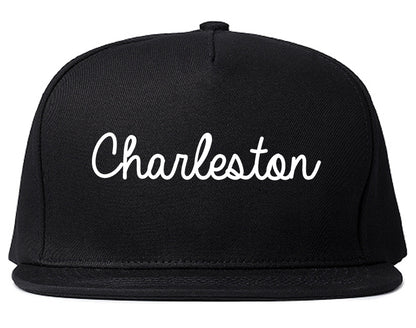 Charleston South Carolina SC Script Mens Snapback Hat Black