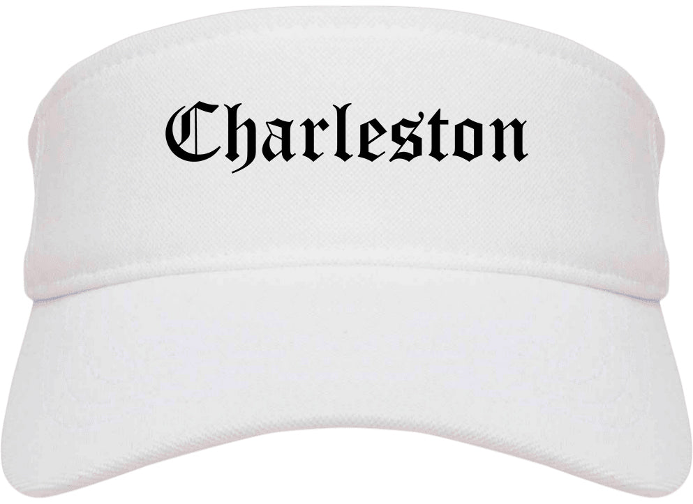 Charleston South Carolina SC Old English Mens Visor Cap Hat White
