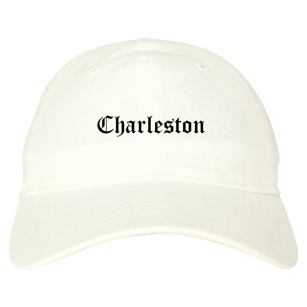 Charleston West Virginia WV Old English Mens Dad Hat Baseball Cap White