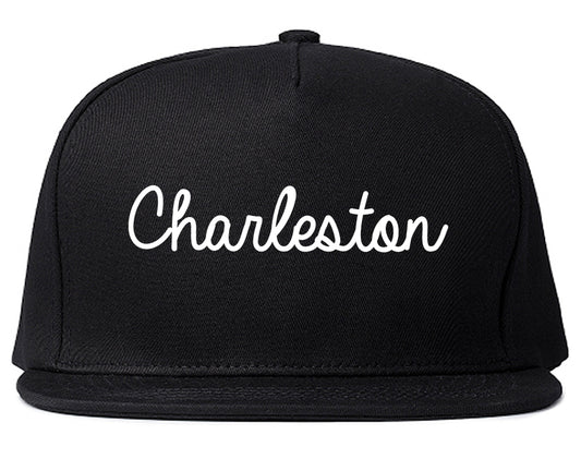 Charleston West Virginia WV Script Mens Snapback Hat Black