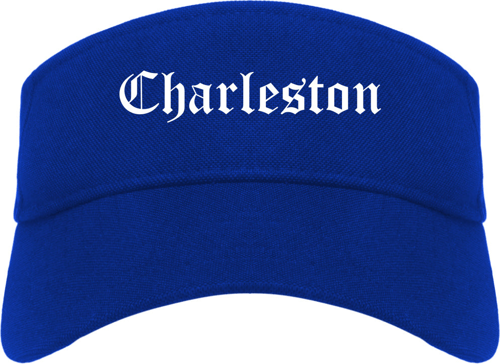 Charleston West Virginia WV Old English Mens Visor Cap Hat Royal Blue