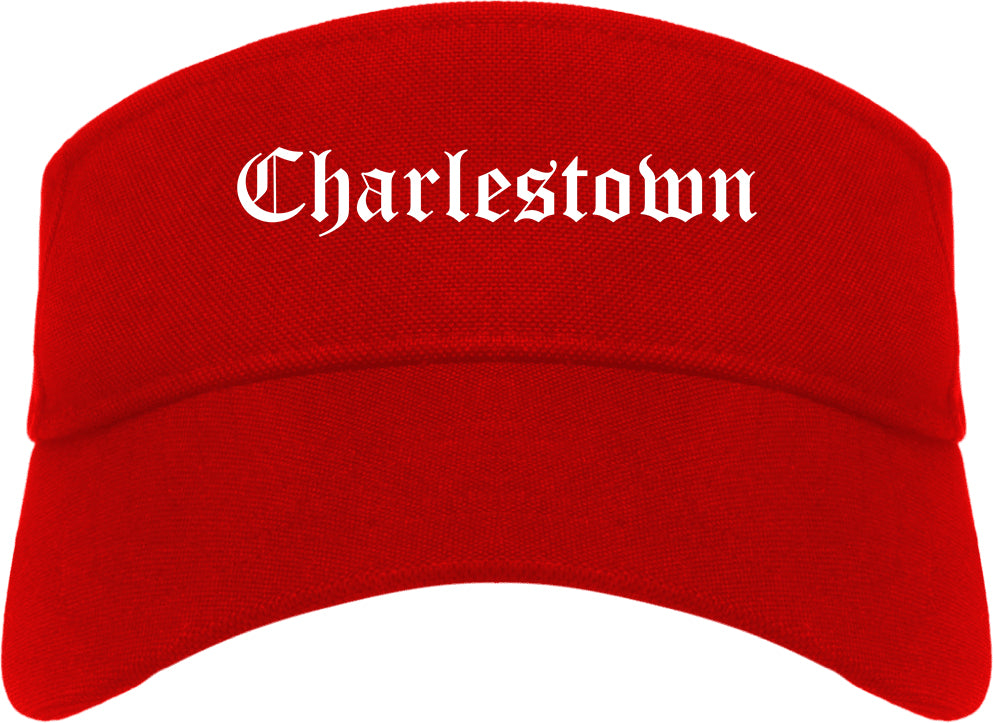 Charlestown Indiana IN Old English Mens Visor Cap Hat Red