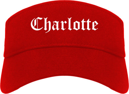 Charlotte Michigan MI Old English Mens Visor Cap Hat Red