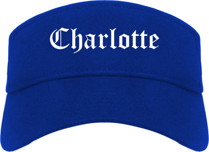 Charlotte Michigan MI Old English Mens Visor Cap Hat Royal Blue