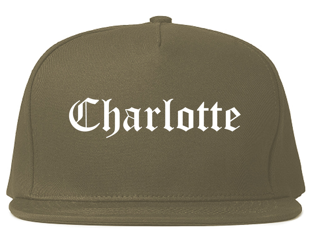 Charlotte North Carolina NC Old English Mens Snapback Hat Grey