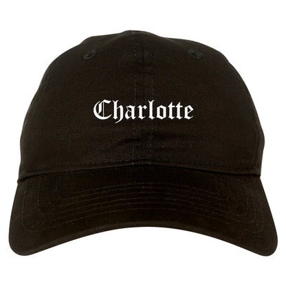 Charlotte North Carolina NC Old English Mens Dad Hat Baseball Cap Black