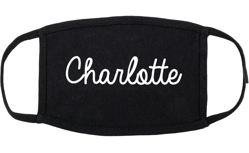 Charlotte North Carolina NC Script Cotton Face Mask Black