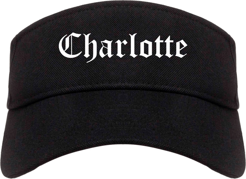 Charlotte North Carolina NC Old English Mens Visor Cap Hat Black