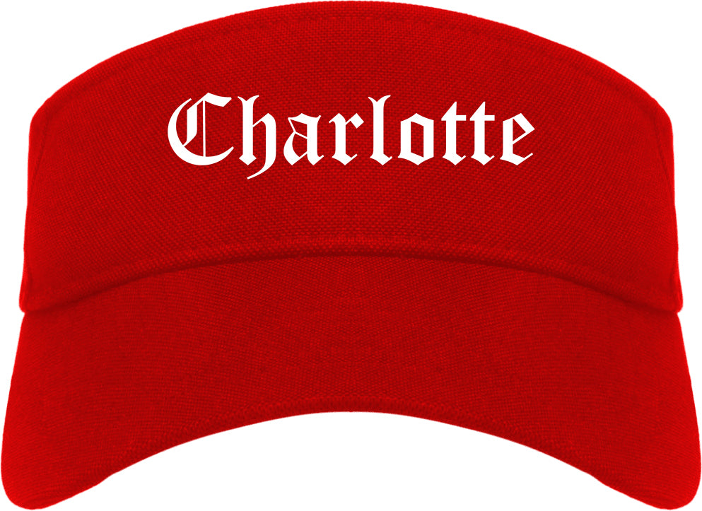 Charlotte North Carolina NC Old English Mens Visor Cap Hat Red