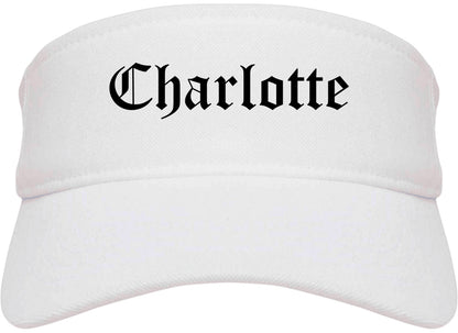 Charlotte North Carolina NC Old English Mens Visor Cap Hat White