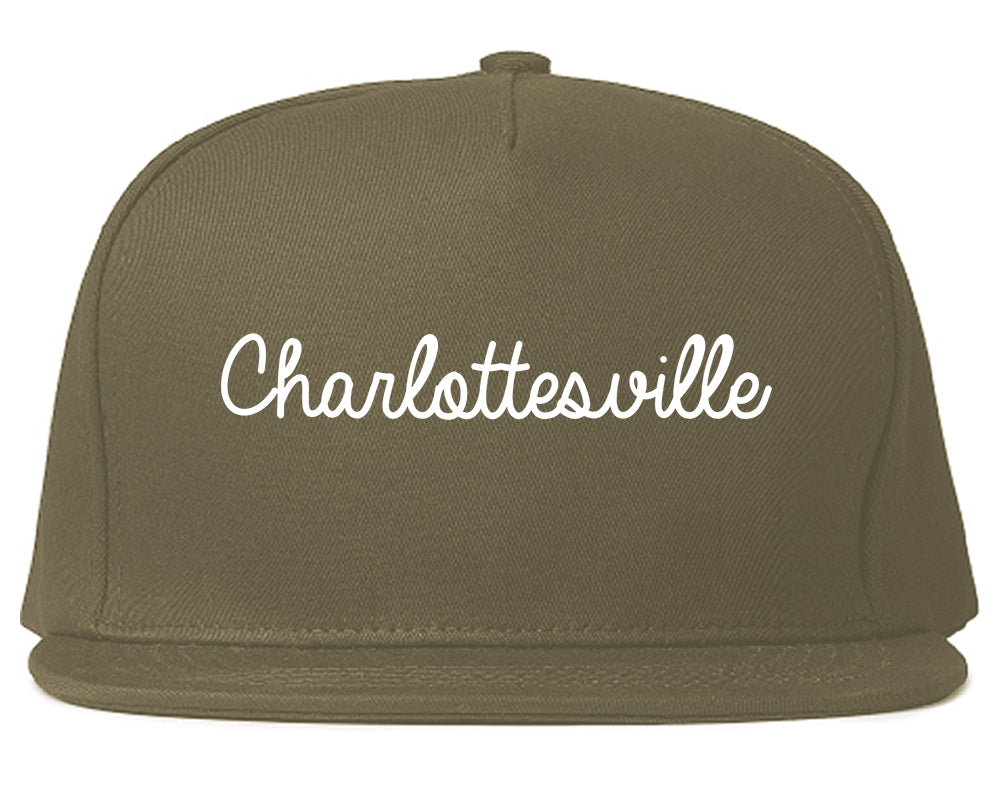 Charlottesville Virginia VA Script Mens Snapback Hat Grey