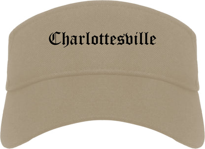 Charlottesville Virginia VA Old English Mens Visor Cap Hat Khaki